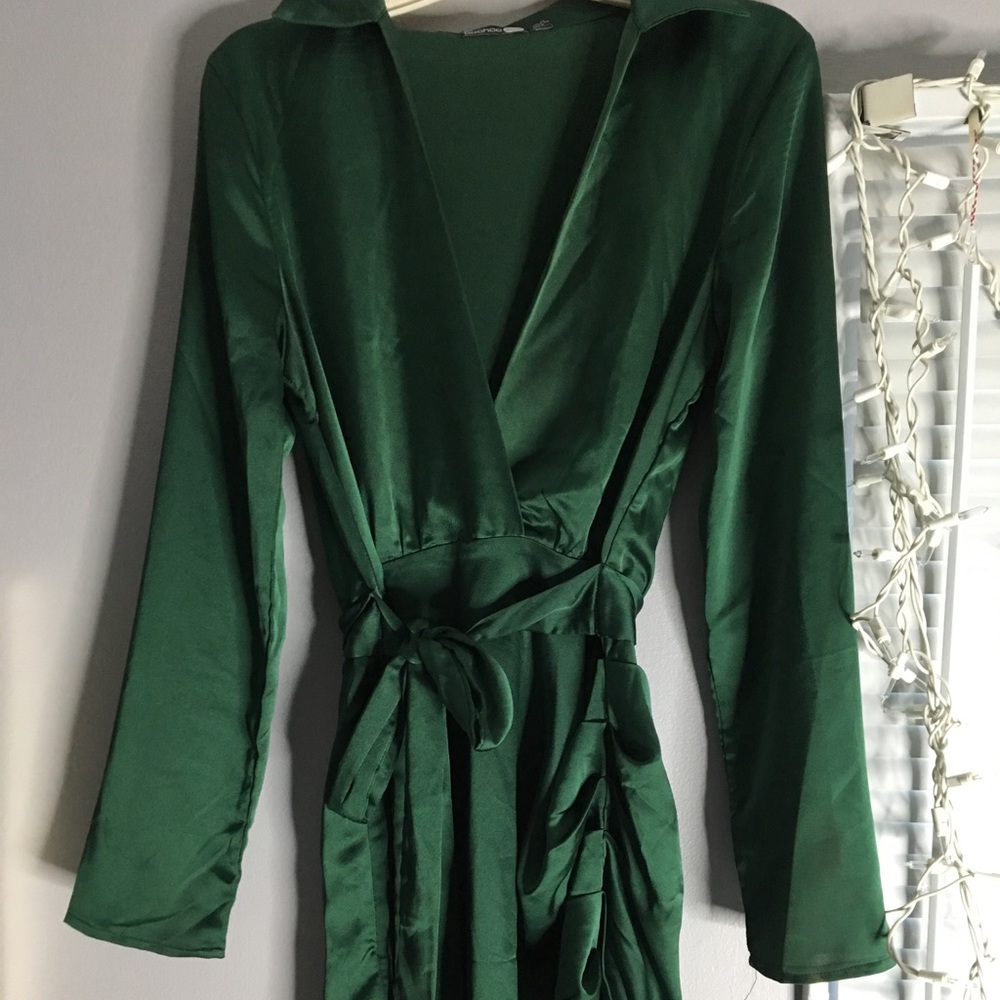 Satin wrap mini dress